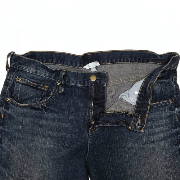 EUC Garnet Hill Bermuda Mid-Rise Denim Jean Shorts Sz. 10 Rolled Cuff Dark Wash - Picture 3 of 8